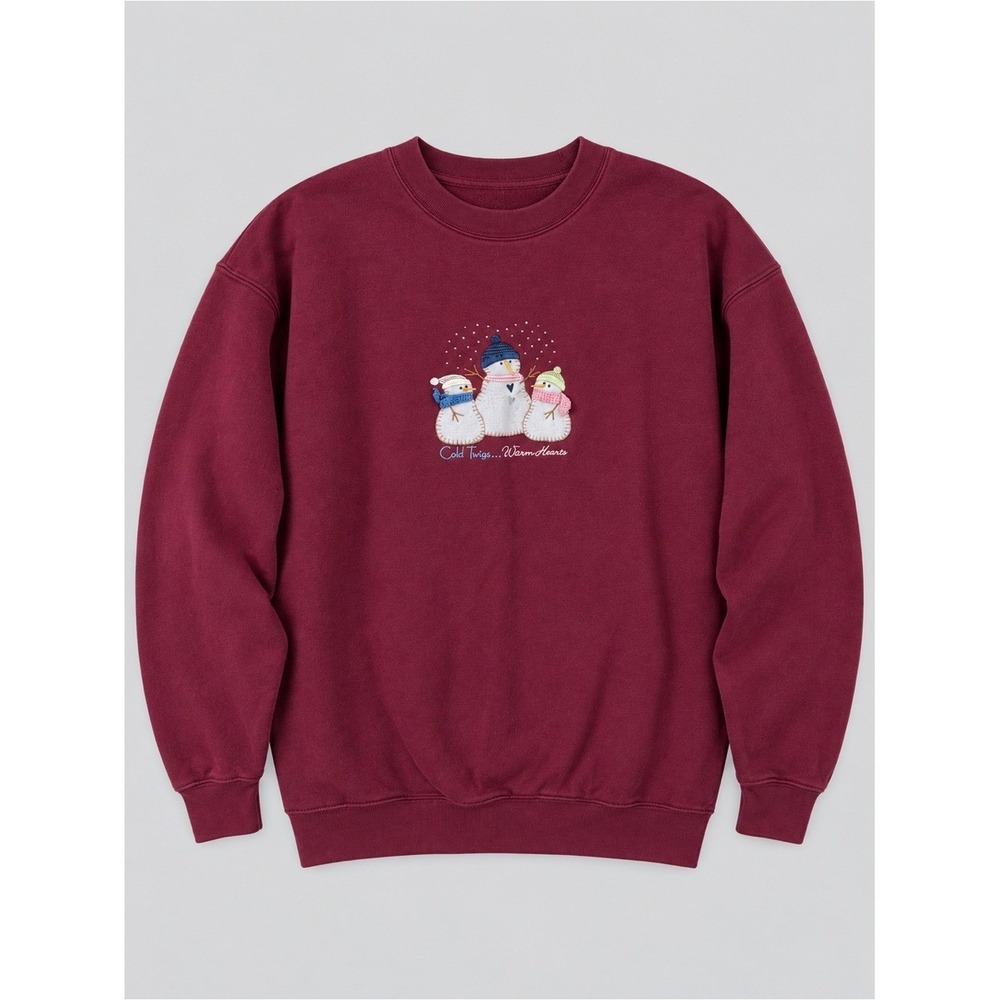 Vintage 90s Snowman Embroidered Sweatshirt Medium Holiday Christmas